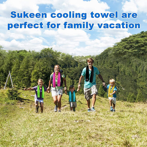 Sukeen 4Pack Cooling Towel (40"x12") for Neck and Face, Soft & Breathable Chilly Sports Towel, Quick-drying Sweat Absorbing Cooling Neck Wraps wit...