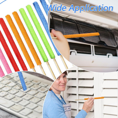 12 Pcs Microfiber Detail Duster Sticks Fan Cleaning Brush Crevice Cleaning Tool AC Vent Cleaner Mini Split Cleaning Kit Fan Blade Cleaner Dusters ...