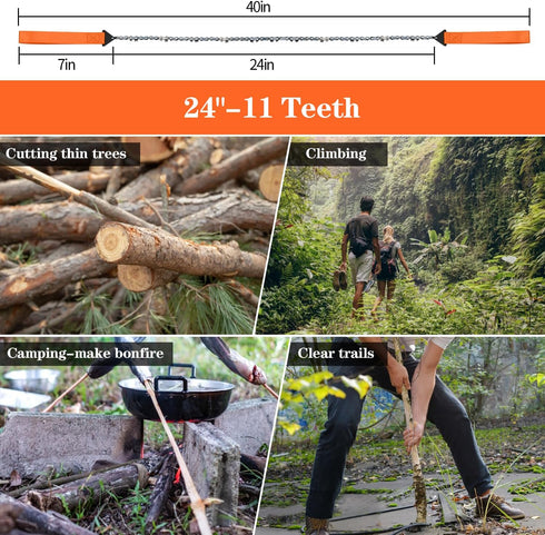 Pocket Chainsaw, 24in/36in Pocket Rope Saw, Folding Chain Hand Saw with Carry Pouch, for Outdoor Survival Camping, Hunting, Hiking, Cutting Wood(2...