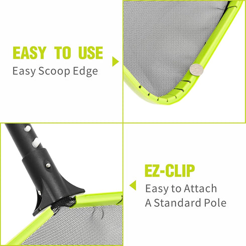 Pool Skimmer Net Heavy Duty, Aluminum Reinforced Frame Pool Cleaning Net, Super Sturdy & Durable Pool Nets for Cleaning...