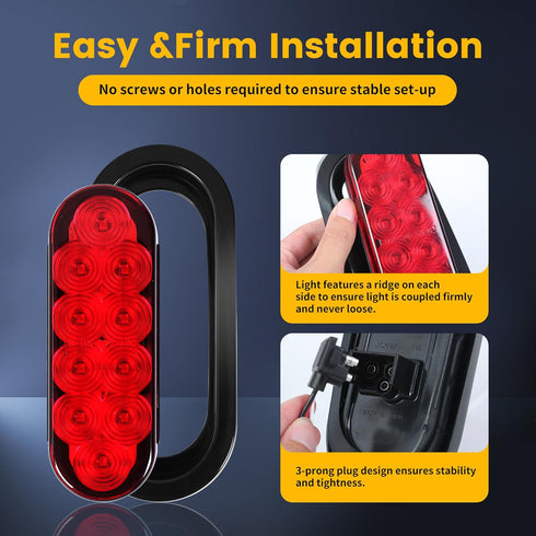 MAXXHAUL 80684 6" LED Submersible Oval LED Stop/Turn Trailer Tail Light, 2 Pack...