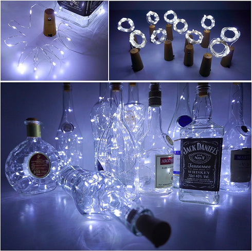 Wine Bottle Lights with Cork Switch, 15 LED 8 Pack Battery Operated Mini Fairy Copper Wire Cork String Lights for Party Wedding Christmas Festival...