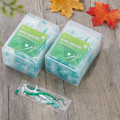 Dental Floss Picks, 2 Travel Floss Cases,100 Counts,Each Individually Wrapped, Dental Flossers,Floss Sticks,Tooth Floss,Dental Sticks,Teeth Flosse...