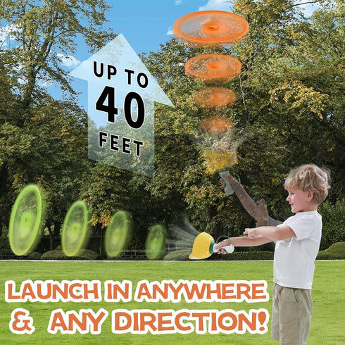 Outdoor Toys, Flying Disc Launcher Toy, 2 Disc Launchers with 16 Discs, Outside Toys for Kids Ages 4-8, Fun Family Outdoor Game,Summer Gifts for A...