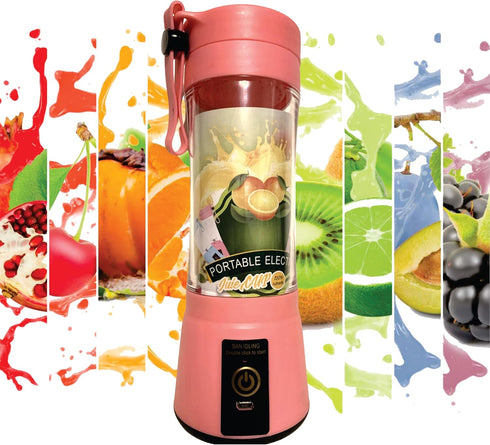 Mueller Austria 380ml USB Rechargeable Battery Blender for Shakes and Smoothies, with 22000 RPM Motor, 3 Stainless Steel Blades, BPA-Free, Pink...