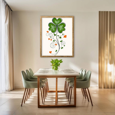 Posterizer 1 pcs-minimalist four-leaf clover sweet design poster 1-Floral & Botanical Art- Gift for Men Women Entrepreneur Teens -Chic Home Decor-...