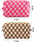 4Pcs Checkered Makeup Bag for Women Knitted Small Cosmetic Bag Travel Makeup Pouch for Purse Zipper Toiletry Organizer Cute Aesthetic Girls Makeup...