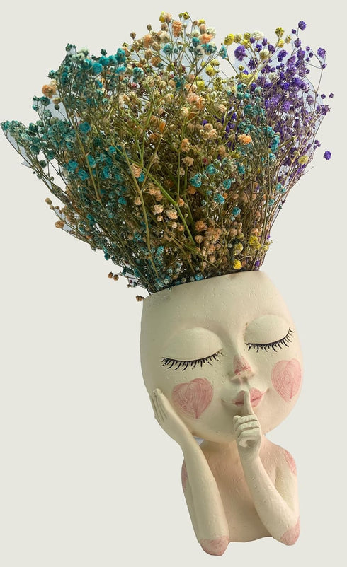 Face Planter Pots Head Planter, White, Succulent Planters, Indoor Outdoor Plants with Drainage Hole...