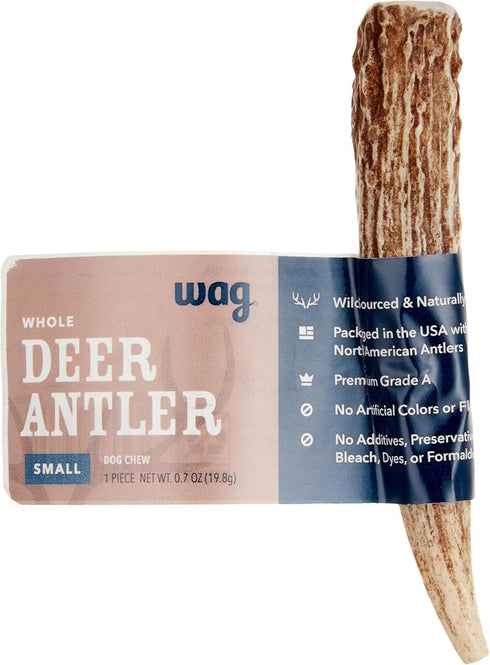 Amazon Brand – Wag Dog Deer Antler Chew, Naturally Shed. Whole, Small (Best for Dogs under 15 lbs) 4–5.5 inches...