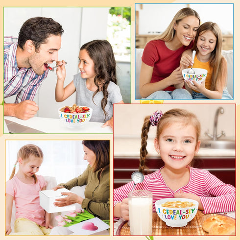 R HORSE Cereal Bowl and Spoon Set Colorful Funny Cereal Bowl with Engraved Spoon Gift Set for Salad Soup Ice Cream, Oatmeal Breakfast Bowl Cereal ...