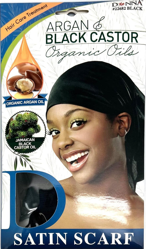 DONNA Argan & Black Castor Treatment Satin Scarf, Headband for Women 1pc...