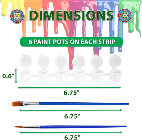 Mandala Crafts 150 Empty Acrylic Paint Pots with Lids 25 Mini Paint Pot Strips - 3ml 0.1oz Plastic Paint Pods 40 Brushes - Clear Small Paint Conta...