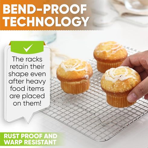 Spring Chef Cooling Rack & Baking Rack - 100% Stainless Steel Cookie Cooling Rack, Wire Baking Rack, Oven Safe 8.5 x 12 Inches Fits Small Quarter ...