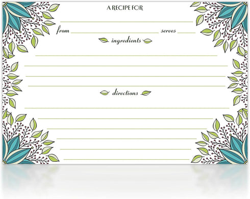 Meadowsweet Kitchens Recipe Card Set - 40 Double Sided Recipe Cards 4 x 6 Inch, Perfect Size Blank Cards for a Recipe Card Box, Make Your Own Pers...