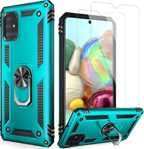 LUMARKE for Galaxy A51 4G Case with Screen Protector,Pass 16ft. Drop Tested Military Grade Protective Phone Cover with Magnetic Ring Kickstand Com...