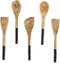 The Art Box Wooden Cooking Spoon Utensils Set of 5 - Kitchen Serving Tools Non-Stick Cookware 12 Inch Wooden Fork, Corner Spoon, Slotted Turner, S...