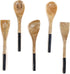 The Art Box Wooden Cooking Spoon Utensils Set of 5 - Kitchen Serving Tools Non-Stick Cookware 12 Inch Wooden Fork, Corner Spoon, Slotted Turner, S...