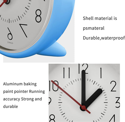 Suction-cup Waterproof Bathroom Clock, Desktop Clocks for Bathroom, 4 Inches Silent Non-Ticking Prevent Mist Wall Clock Light Blue...