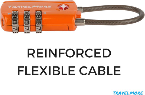 TSA Approved Travel Combination Cable Luggage Locks for Suitcases & Backpacks - 1 Pack of Orange TSA Lock...