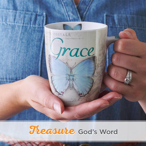 Christian Art Gifts Botanic Blue Butterfly Ceramic Coffee Mug – Inspirational Coffee Cup for Women & Men 12 oz. Lead-free Microwave and Dishwasher...