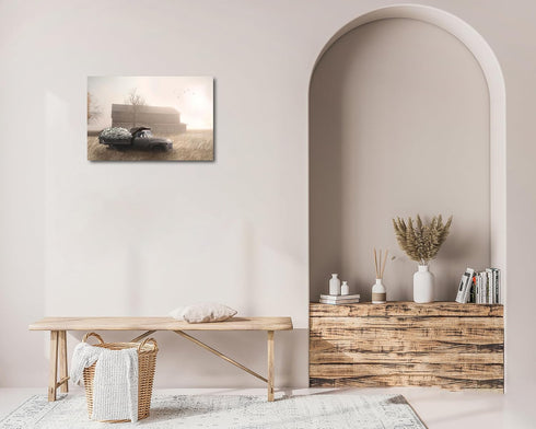 KVTM Barn & Truck Wall Art, 12x18 inches, Farmhouse Canvas Print, Modern Country Painting for Bedroom...