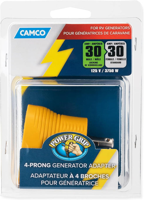 Camco 55338 PowerGrip 30 Amp 4-Prong Generator Adapter , YELLOW...