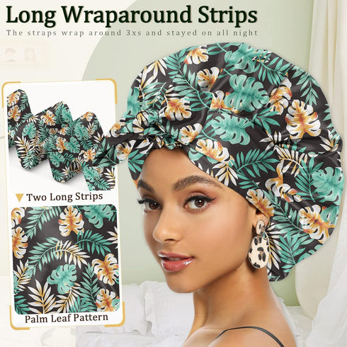 Silk Bonnet for Sleeping - Satin Hair Wraps for Black Women, Curly Hair, Large Bonnet for Braids...