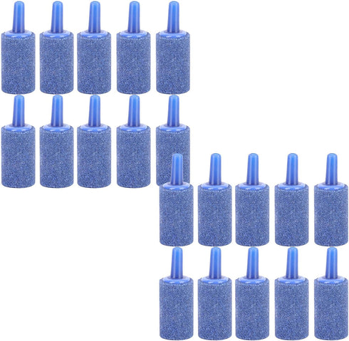 20PCS Blue Sandstone Cylinder Shape Aquarium Aeration Bubble Stone Set Air Stone Kit Fish Oxygen Pump Bubble Stones Airstones Diffuser...