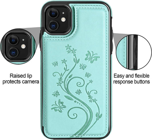 HianDier Wallet Case for iPhone 11 6.1-inch Slim Protective Case with Credit Card Slot Holder Flip Folio Soft PU Leather Magnetic Closure Cover fo...