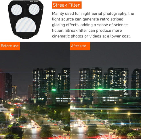 Streak Filter,Drone Blue Anamorphic Effect Filter Aluminum Double Sided Waterproof Special Effects Lens Filter for Mavic 3 PRO...