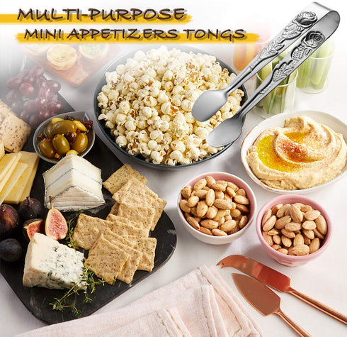 6PCS Mini Serving Tongs 4-Inch Small Rose Sugar Cube Tongs (Silver)...