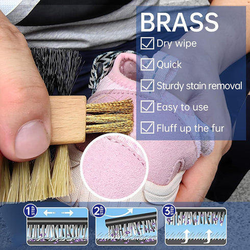 Cleaning Brushes, Shoe Brush for Multi Purpose, Soft Shoe Cleaner & Hard Sneaker Cleaner for Wet Clean, Brass Suede Shoe Cleaner & Eraser Suede Br...