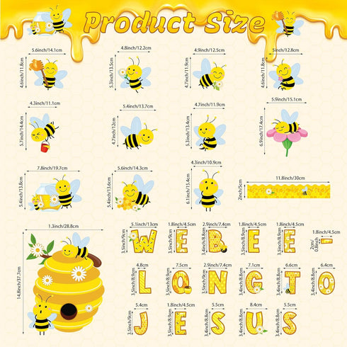 Bee Bulletin Board Decorations Set, Summer Bee Jesus Religious Bulletin Board Decorations Christian Cutout for Classroom Back to School Library Ho...