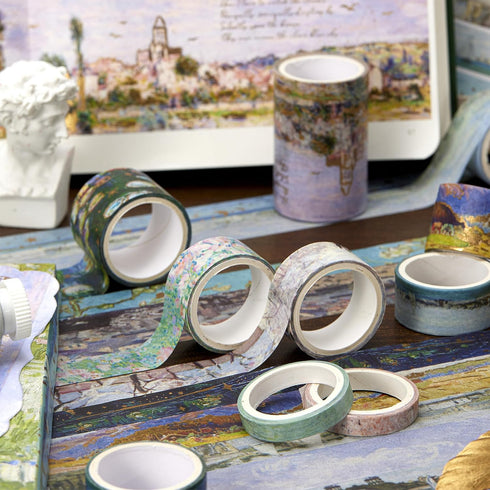 YUBX Landscape Washi Tape Set in Oil Painting Style 24 Rolls Scenery Drawing Masking Graphic Decorative Tapes for Arts, DIY Crafts, Journals, Plan...