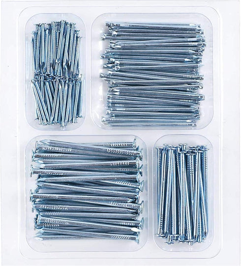 Coceca 200 Pack Hardware Nails for Hanging Pictures, 4 Size Zinc Tiny Nail Assorted Kit, Picture Nail, Small Nails, Finishing Nail, Wall Nails and...