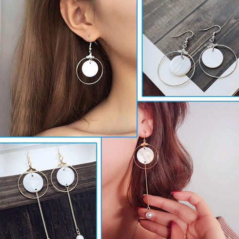 120 pcs Stainless Steel Beading Hoop Earring Finding Earring Components,Triangle Earring Scallop Earring Round Hoop Earring for DIY Jewelry Making...