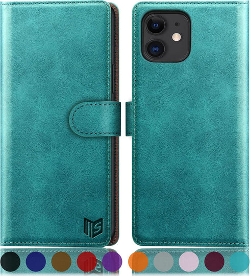 SUANPOT for iPhone 11 6.1 inch (Non 11 Pro 5.8") Leather Wallet case with RFID Blocking Credit Card Holder, Flip Folio Book Phone case Shockproof ...