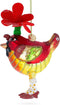 Hen Adorned with a Hat Glass Christmas Ornament...