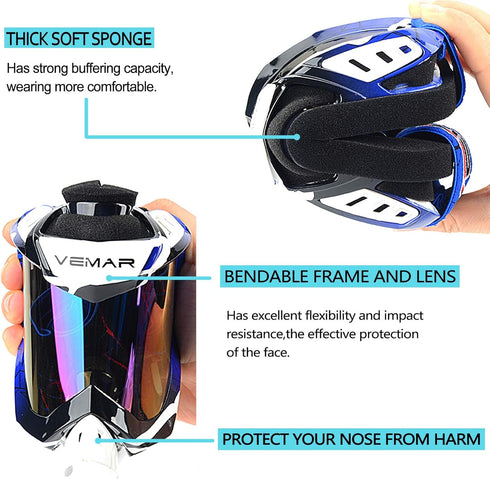 Motorcycle Motocross Goggles ATV Racing Goggles Dirt Bike Tactical Riding Motorbike Goggle Glasses, Bendable Windproof Dustproof Scratch Resistant...