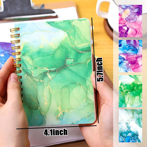 4PCS Mini Spiral Notepads, Pocket Notebooks A6 Small Spiral Journal College Ruled Notepads for Women Gift Office School Supplies...