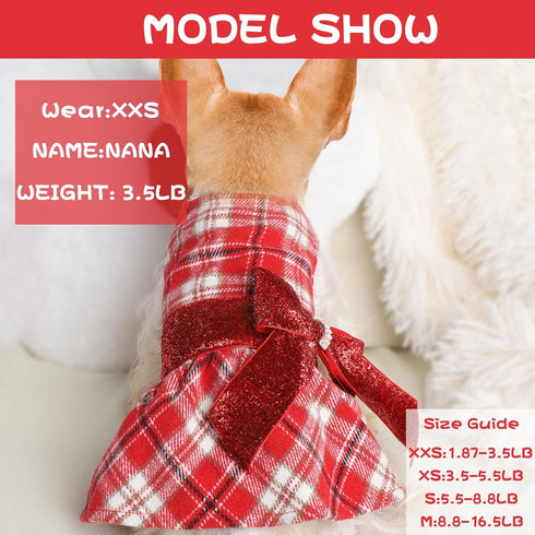Dog Sweater Dress, Winter Fall Puppy Clothes for Small Dogs Girl, Fleece Small Dog Sweaters for Chihuahua Yorkie Teacup, Dog Sweaters for Small Do...