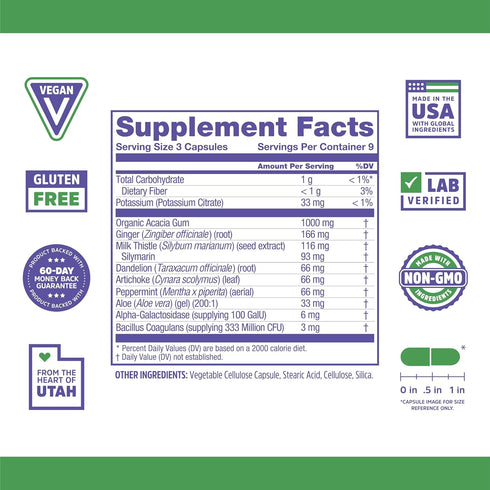 Zhou 3 Day Renew Digestive Health Reset, Bloating Aide, Alpha-Galactosidase, Probiotics, Electrolytes, 27 Veg Caps...