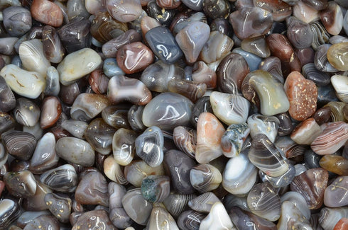 Fantasia Materials: 1/2 lb Tumbled Grey Botswana Agate Stones from Africa - 1" to 1.25" avg. (Size #7)...