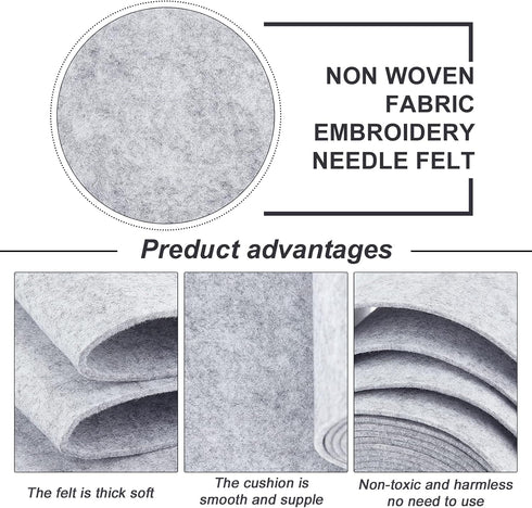 BENECREAT 19.7ftx5.5" Felt Fabric Craft Silver Nonwoven Felt Roll Padding Felt Fabric for Cushion, DIY Craft, Patchwork Sewing, 3mm Thick...