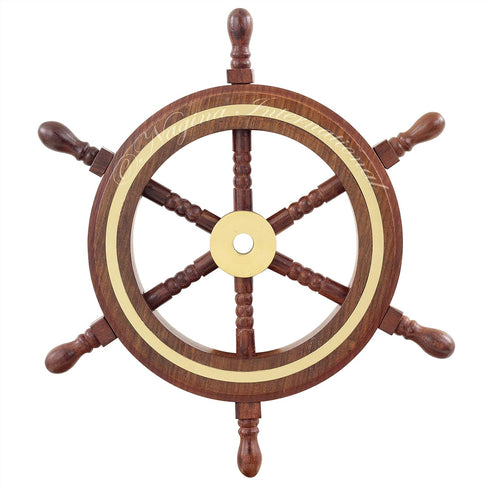 Nagina International 4" Small Rosewood Crafted Brass Ring Ship Wheel | Pirate's Adult Nautical Decor Steering Wheel | Maritime Nursery Decor...