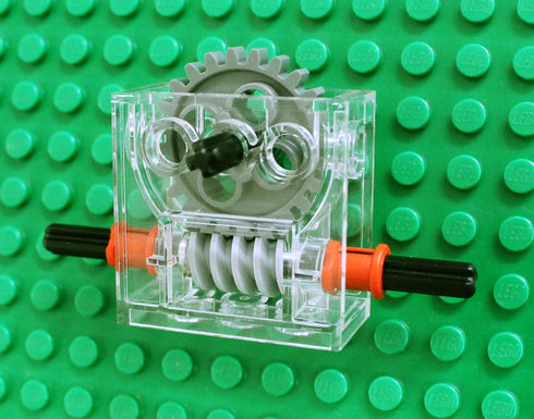 LEGO Technic COMPLETE GEARBOX ASSEMBLY 2 x 4 x 3 1/3 Trans-Clear Wormbox gear motor REDUCER block Mindstorms robotics ev3 NXT transparent robot bu...