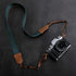 Padwa Lifestyle Dark Blue Green Camera Strap -Double Layer Crazy Horse Cowhide End,1.5" Wide Pure Cotton Woven Camera Straps,Adjustable Neck Shoul...