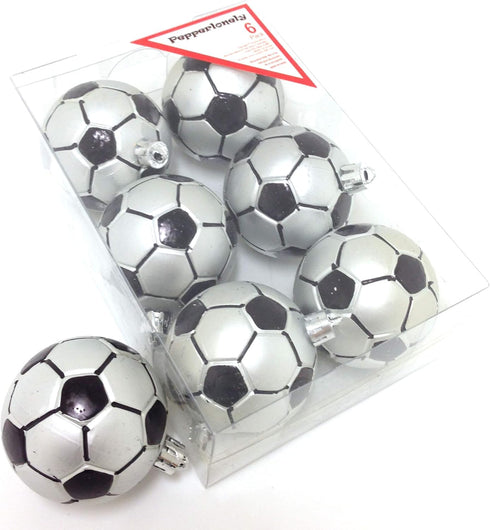 PEPPERLONELY Soccer Shatterproof Sports Ball Ornaments/Decorations, Set of 6PC, 65mm (2-1/2 Inch)...