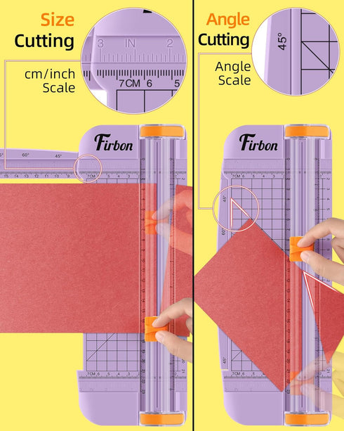 Firbon Purple A5 Paper Cutter, Straight Small Paper Trimmer with Side Ruler for Scrapbooking Craft, Paper, Coupon, Label, Cardstock...
