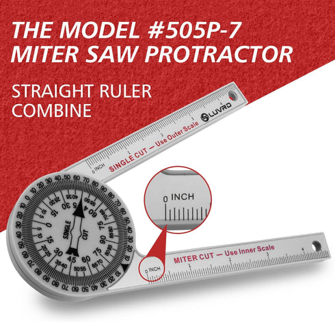 Miter Saw Protractor, Professional Miter Angle Finder for Woodworking Replaces the Model #505P-7 Miter Protractor Angle Finder with Measuring Rule...